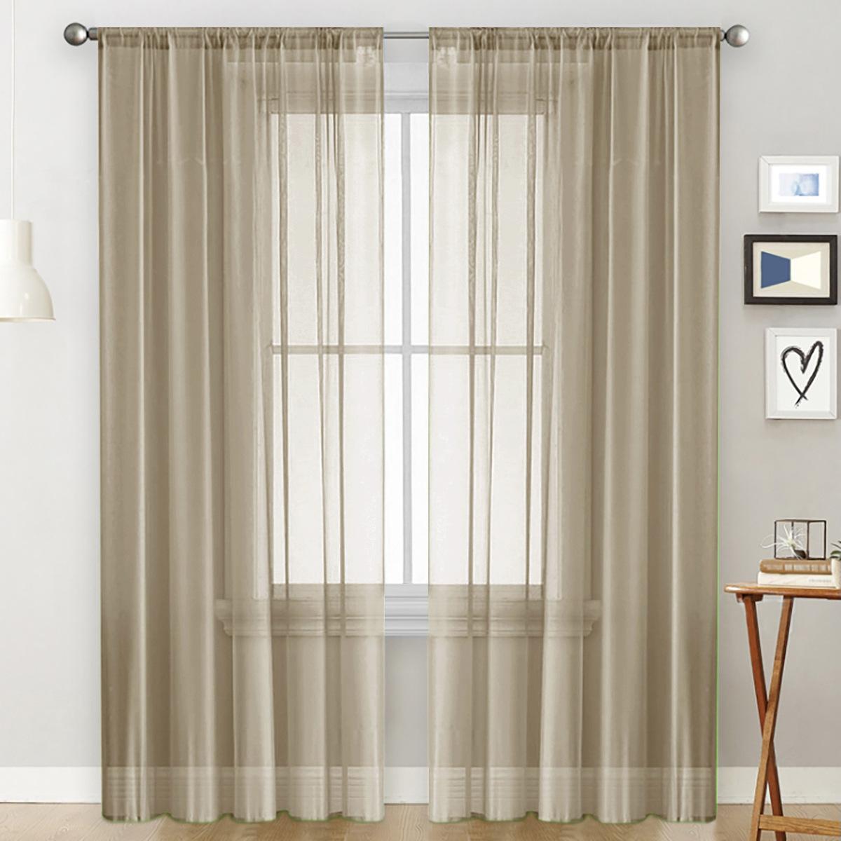 

2PCS Sheer Tulle Curtains Window Screening Pure Colors Rod Pocket Voile Sheer Drapes for Bathroom Living Room Home Decoration 100x130cm&Rod Pocket