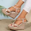 SyfIyno Summer One Piece Buckle Sandals for Women Thick Bottom Slope Heel with Fish Mouth Roman High Heel Sandals Eleven Styles