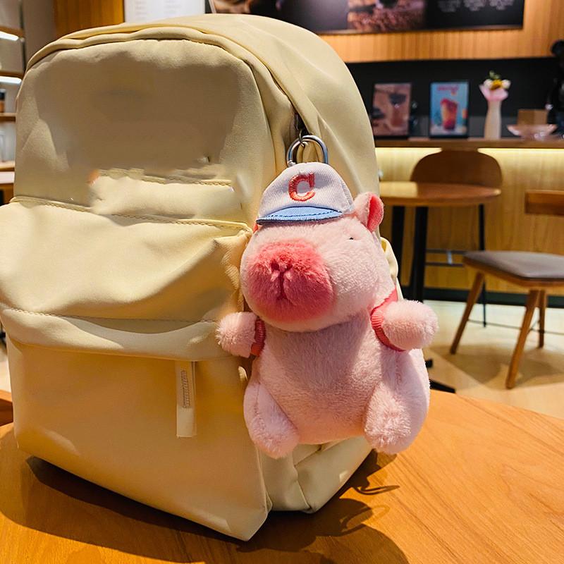 New Kapibala Capybara Keychain Car Couple Backpack Pendant Cute Pink Hamburger Capibala Capybara Plush Keychain Doll