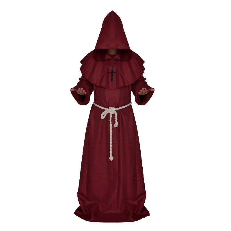 Halloween Medieval Monk Costume Wizard Priest Robe Shawl Set For Costume Parties And Themed Events
