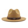 Ji Nan Ladies Wool Jazz Hat Big Eaves Hat Trendy Flat Edge Top Hat