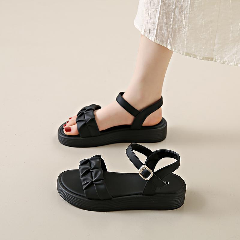 

CRLAYDK 2024 Новая Мода Женские Босоножки на Платформе с Ремешком на Щиколотке Летние Повседневные Складной Дизайн Открытый Носок Обувь для Ходьбы Пляжные Шлепанцы 36