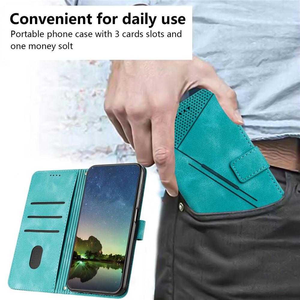Case for Moto G67 5G - Leather/PU, Green, With Lanyard