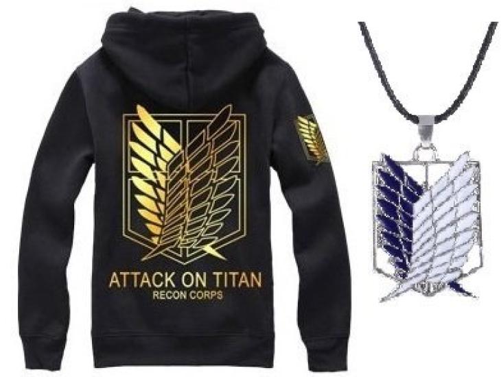 

amor e Attack on Titan Parka Basement Key Ожерелье Set Survey Corps Wings of Freedom Косплей Костюм Черный Золотой [Покупка без регистрации] + + 3 предмета (М,