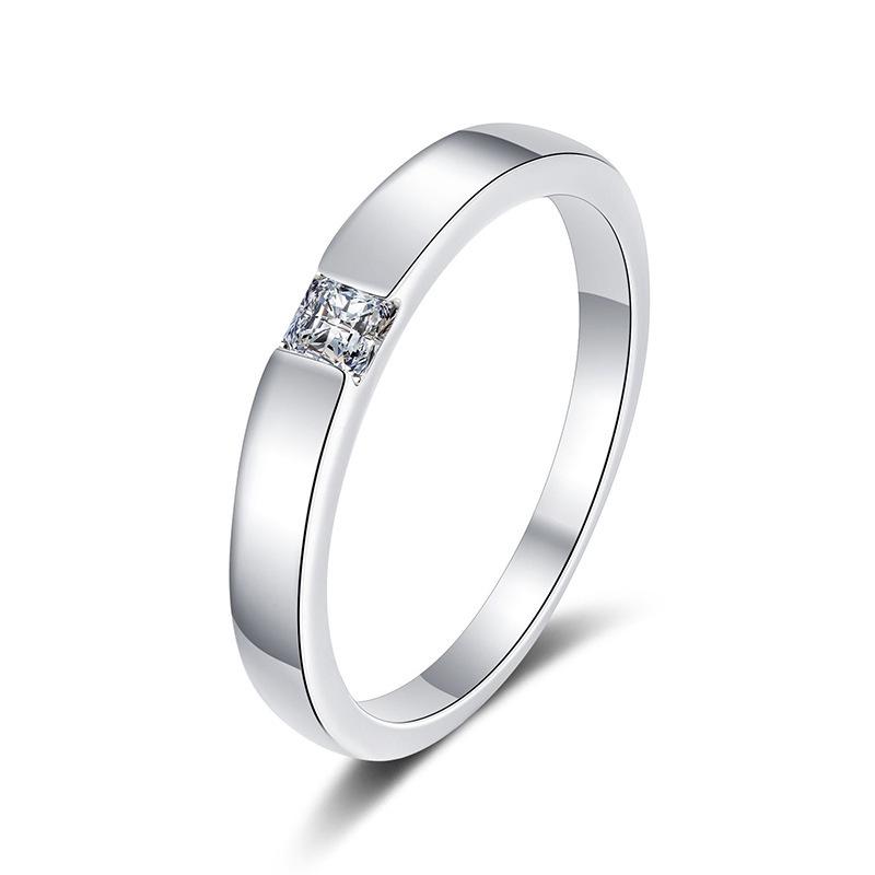 Xiaohongshu Simple Princess Cut Moissanite Sterling Silver Ring - Elegant Gift for Her