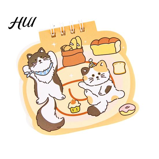 Thickened Inner Pages Journal Cat Mini Spiral Notebooks 3.6 X 3.8 Inch Top-Wire Bound Memo Pads, Travel Notebook Cartoon 50 Notepads, Kawaii