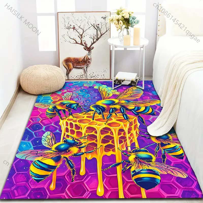 Dream Space Bee Honey Print Carpet for Living Room Bedroom Bedside Sofa Floor Mat Modern Home Decor Aisle Corridor Area Rug