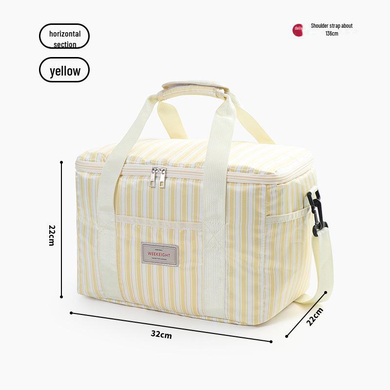 Striped Portable Large-Capacity Insulated Picnic Bag and Cooler