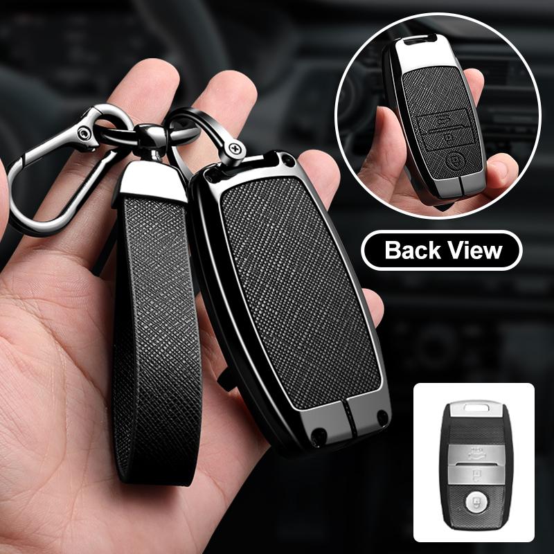3/4 Button Zinc Alloy Leather Car Key Case For Kia Kx3 Kx5 K3S Rio Ceed Cerato Optima Sorento Niro Soul Key Fob Car Key Case