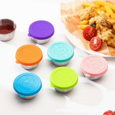 304 Stainless Steel Sauce Cup with Silicone Lid for Outdoor Use