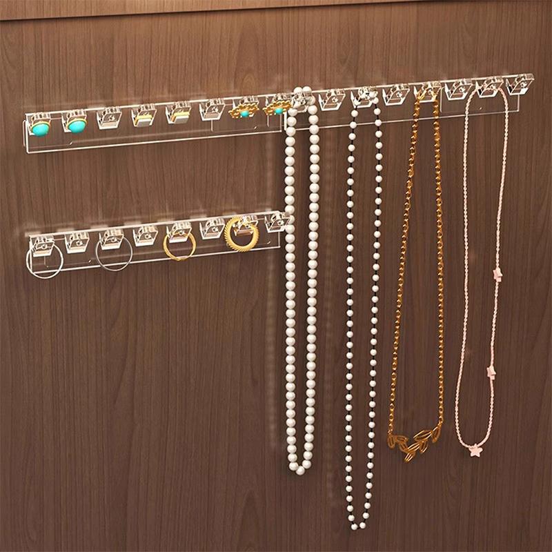 3/6 Pcs Self-Adhesive Necklace Organizer, Space-Saving Multi-Functional Jewelry Organizer, Necklace Holder Wall Mounted
