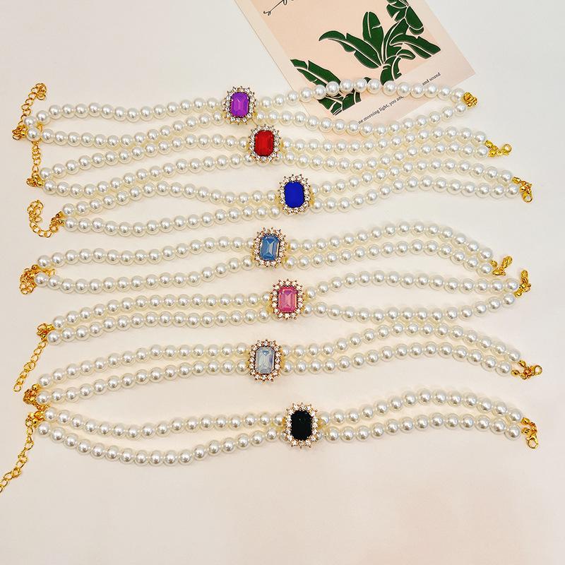 Pet Collar Pearl Double Stacking Dog Siamese Devon Cat Pearl Necklace with Diamonds Jewelry