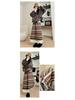 Women's Striped A-Line Skirt: Autumn/Winter 2025 High-Waist Wool Blend with Plus Velvet, Mid-Length Slimming Umbrella Style