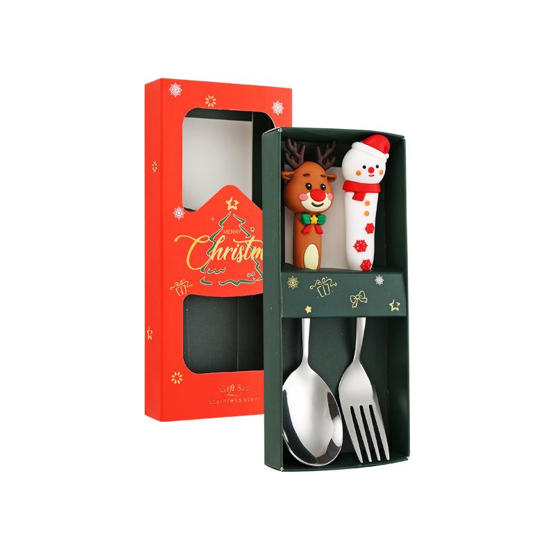 Christmas Spoon and Fork Set, Christmas Tree Dessert Spoon, Coffee Spoon, Fruit Fork, Ins Gift, Disposable Party Tableware