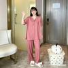 Pajamas Imitation Cotton Short-sleeved Trousers Set Lace Splicing Sweet Loungewear