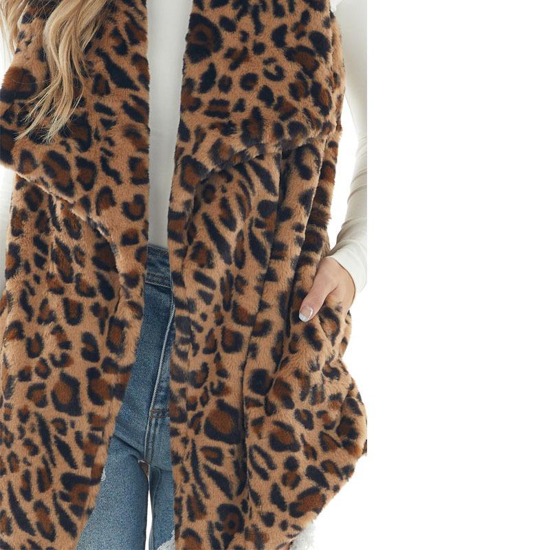 2024 Fall/Winter Leopard Print Women's Faux Fur Coat with Pockets - Plush, Loose Fit, Fashionable and Cozy