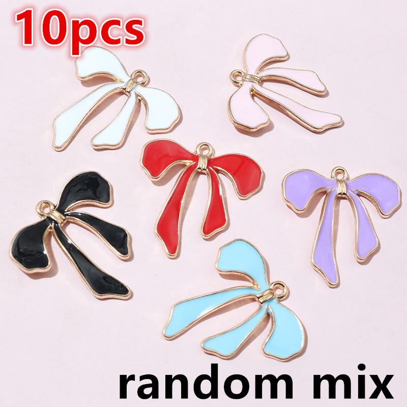 10-20pcs Bow Charms Pendant Enamel Alloy Metal Craft DIY Jewelry Making Accessories Findings for Earrings Necklace Bracelets