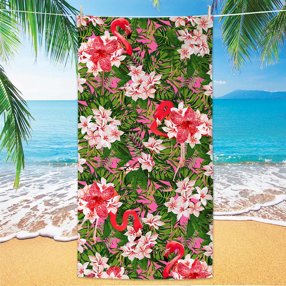 1pc Tropical Plant Flower Beach Towel, Quick Drying Absorbent Swimming Towel, Suitable for Sports, Camping, Yoga, Swimming