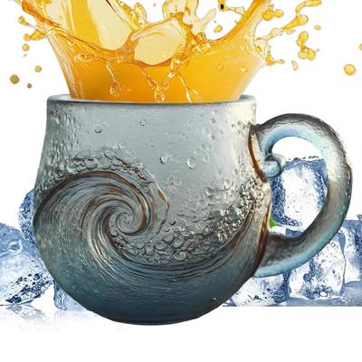 300ml Glass Coffee Mug Wave Design Water Bottle Mugs with Handle for Milk Water Coffee Glass Cup Water Cup Tea Lovers