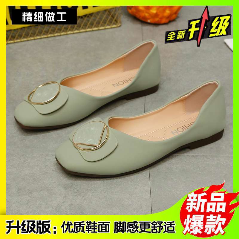 Single shoe girl 2025 new summer fairy wind gentle evening soft-soled flat shoes shallow mouth versatile Doudou shoes