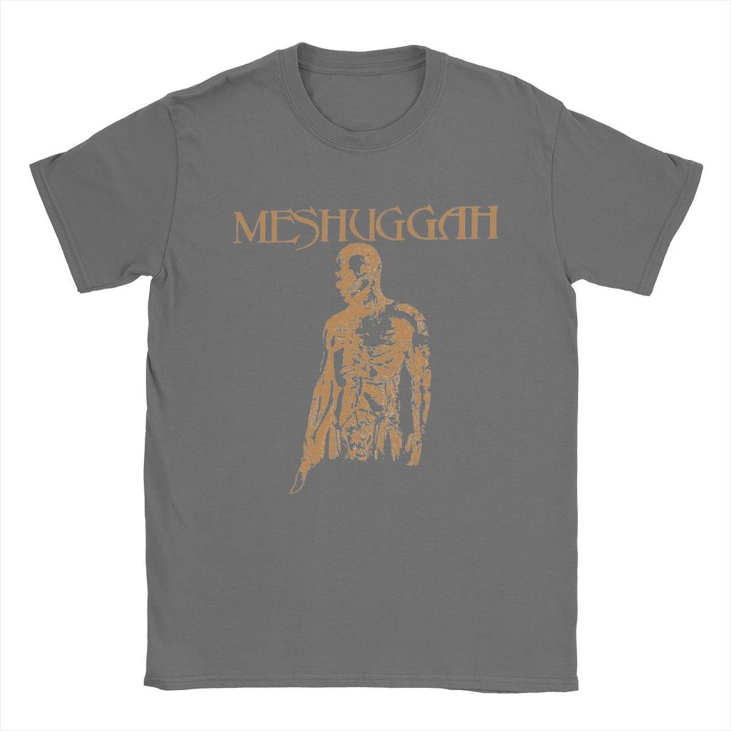 Vintage Meshuggah Orange Burning Man T-Shirts Men Round Neck Cotton T Shirts Short Sleeve Tees New Arrival Tops