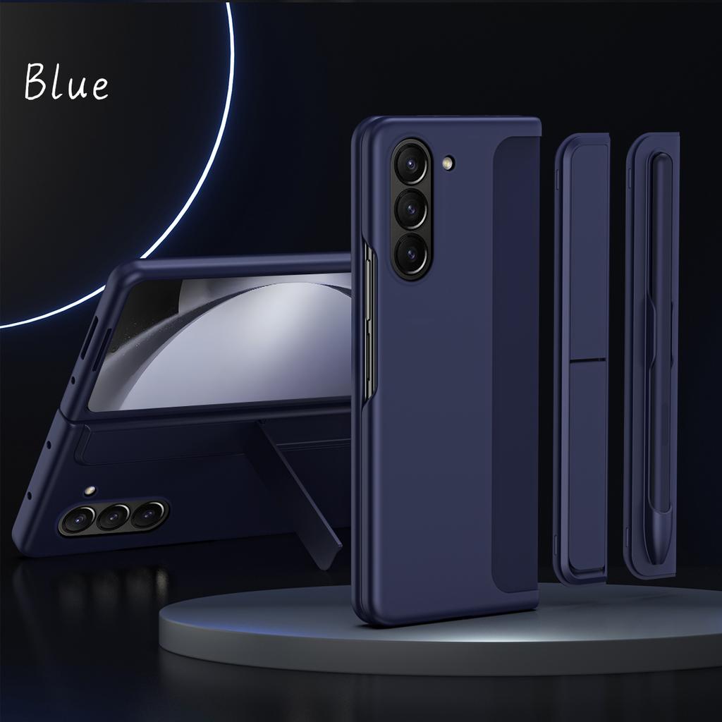 For Samsung Galaxy Z Fold 6 5 4 3 Case Removable Pen Holder Invisible Bracket Kickstand Hard PC Matte Cover with Touch Pen with Stand Holder