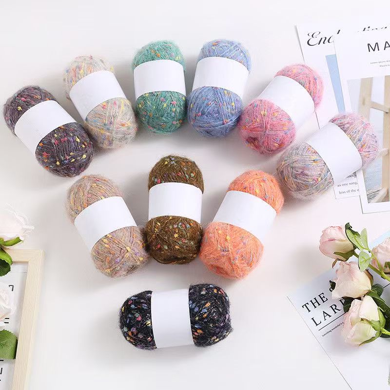 

50g Rainbow Sugar Mohair Yarn Ball Without Tying Crochet, Hand Woven High-end Sweater, Scarf, Bag, Colorful Ball Thread 50g