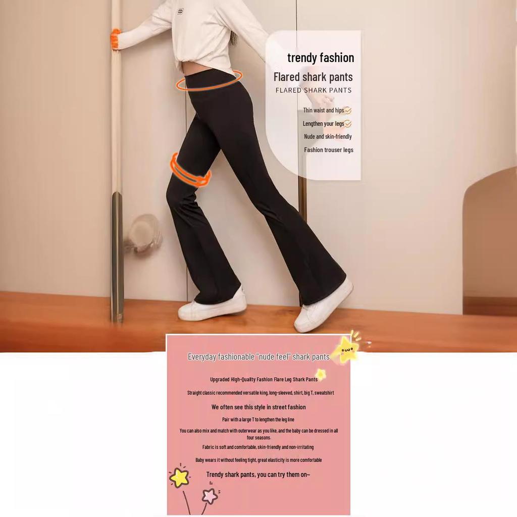 Girls' Korean Style High Waist Slimming Flare Leggings - Children's Yoga Pants for Spring & Autumn