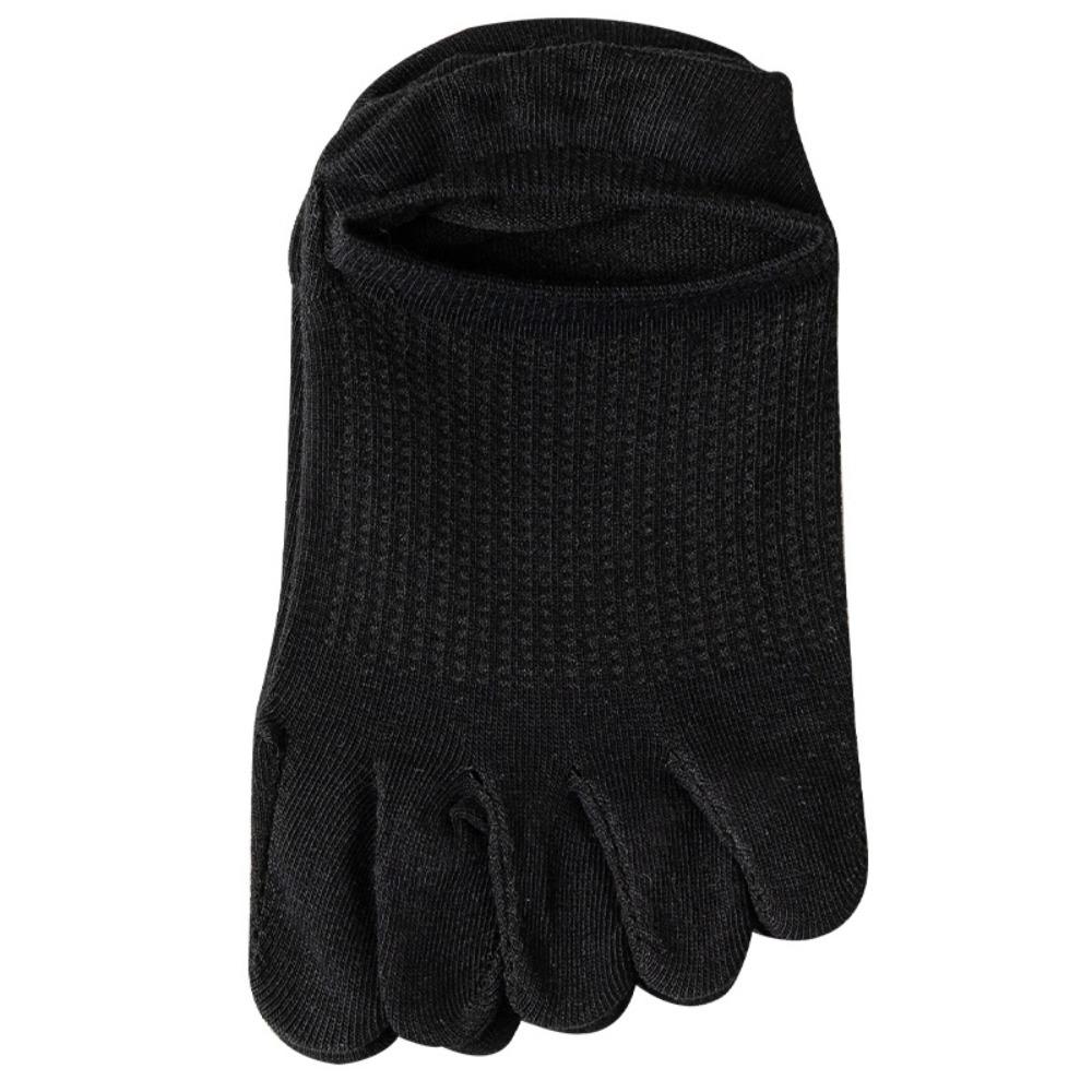 

Однотонные впитывающие пот носки, хлопковые эластичные мужские носки с пальцами, невидимые короткие носки до щиколотки чёрный