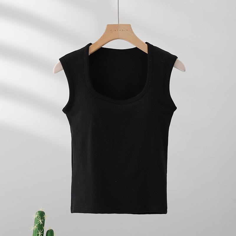Cotton Vest for Women In Summer Wear Beautiful Back Bra with Chest Pads Integrated Wide Shoulder Strap Suspender Cover Pair Breasts Top