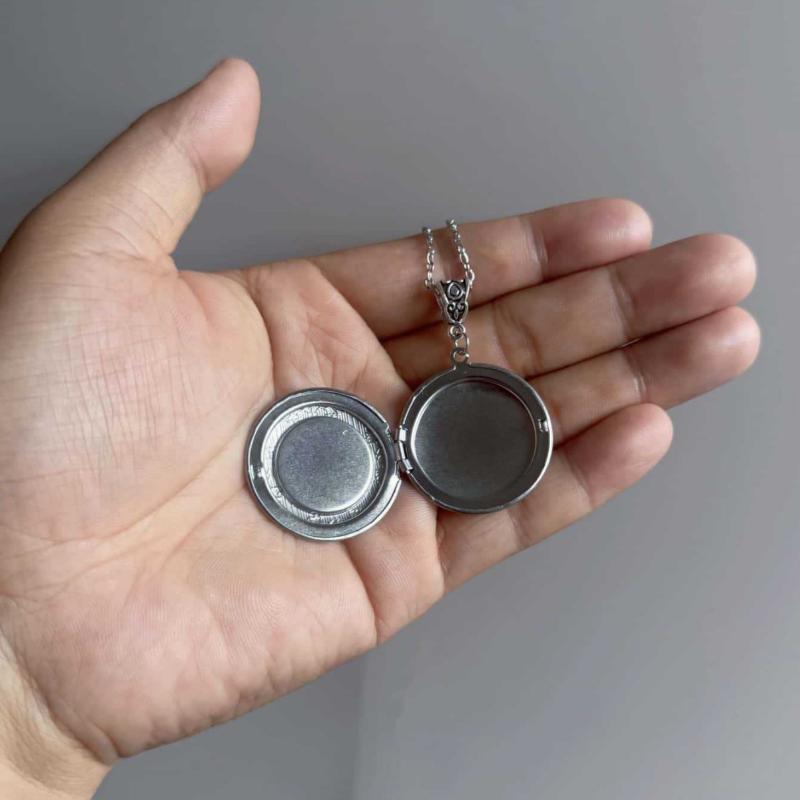 Retro Lotus Flower Locket Pendant Openable Silver Color Stainless Steel Photo Frame Charm Necklace For Women Men Jewelry Gift