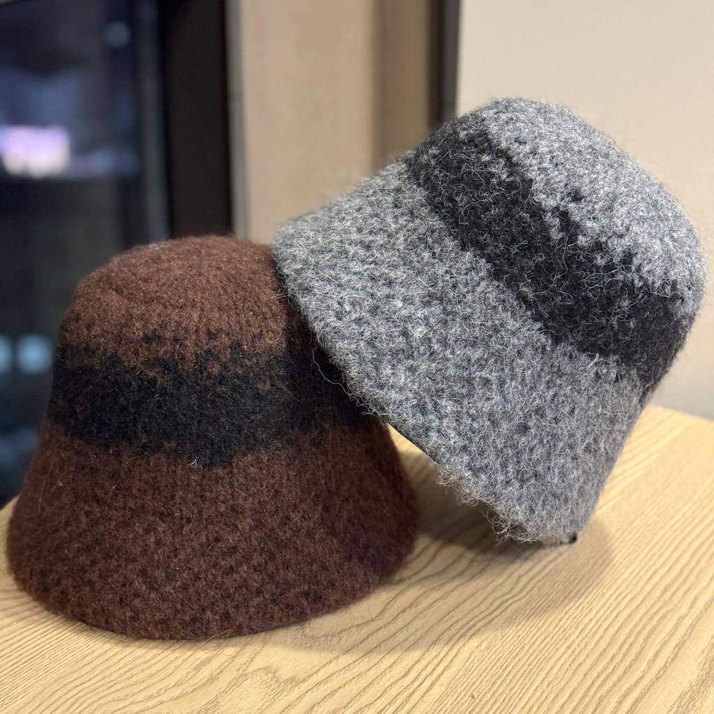 New Knitted Dome Fisherman Hat for Women in Autumn and Winter All Match Face showing Small Korean Style Simple Woolen Hat Warm Hat Trendy