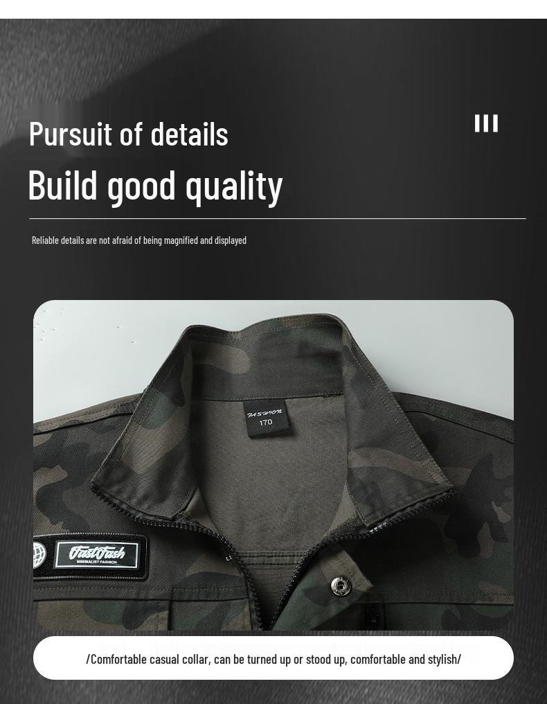 Unisex Spring/Autumn Elastic Camouflage Workwear Set - Cotton, Anti-Scald, Wear-Resistant, Ideal for Auto Repair