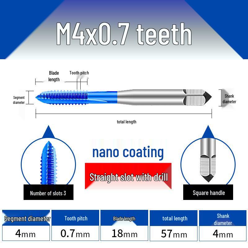 Cobalt Blue Nano-Coated Stainless Steel Spiral Tap Drill Bit Set M2-M8