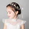 Tiara de Guirlanda de Flores Super Fada - Coroa de Noiva Estilo Mori Girl com Véu de Casamento Coreano Doce