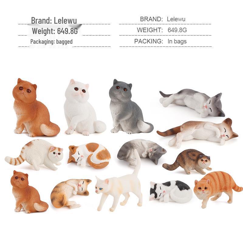 Children's Black and White Kitten Simulation Set - Toy Cat Figurine