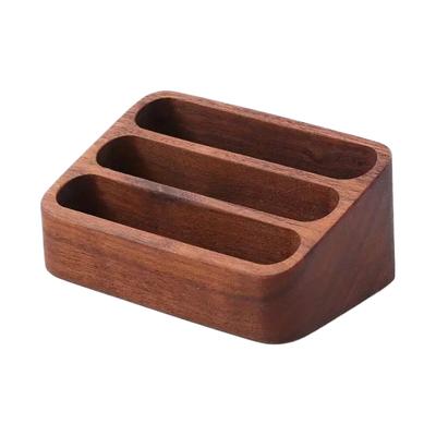 1Pcs Wood Desktop Business Card Display Stand Memo Holder Storage Box Wood Card Organizer For Office