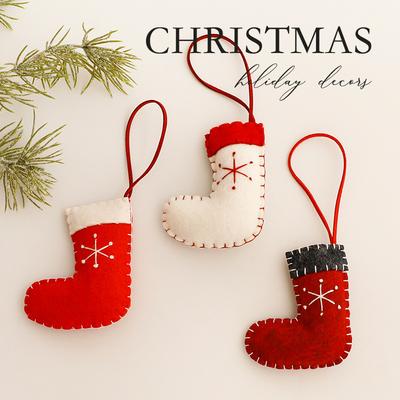 3 Pcs/set, Christmas Tree Decoration, Scene Arrangement, Snowman Figurine Pendant, Cane Christmas Socks, Pentagram Pendant, Party Decoration Supplie