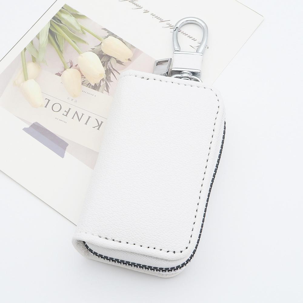 Men Key Holder Housekeeper Leather Car Key Wallets Keys Organizer Women Keychain Covers Zipper Key Case Bag Unisex Pouch Purse