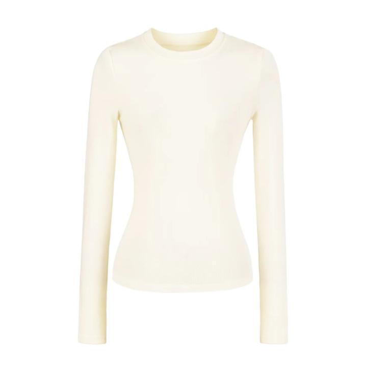 Basic round neck long-sleeved T-shirt women's autumn new American Spice Girl style solid color thin inner bottoming shirt