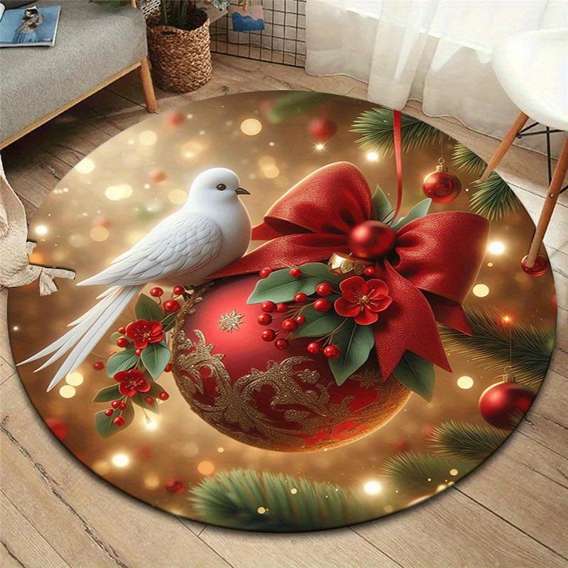 

1pc Soft, Absorbent & Non-Slip White Dove and Lantern Ball Round Rug, Perfect for Entryway, Living Room, Bedroom Decor, Machine Washable Fla 80cm by 80cm