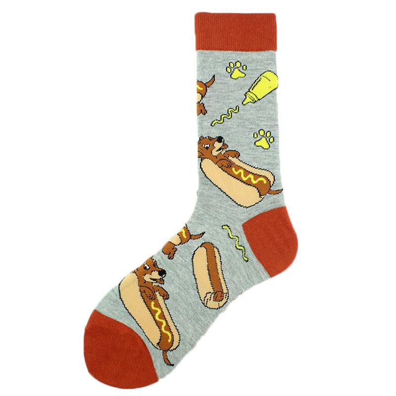 Cool Hip Hop Crew Socks Men Funny Animal Squirrel Shark Dinosaur Boxing Dog Fortune Cat Sokken Harajuku Divertidos Chaussette