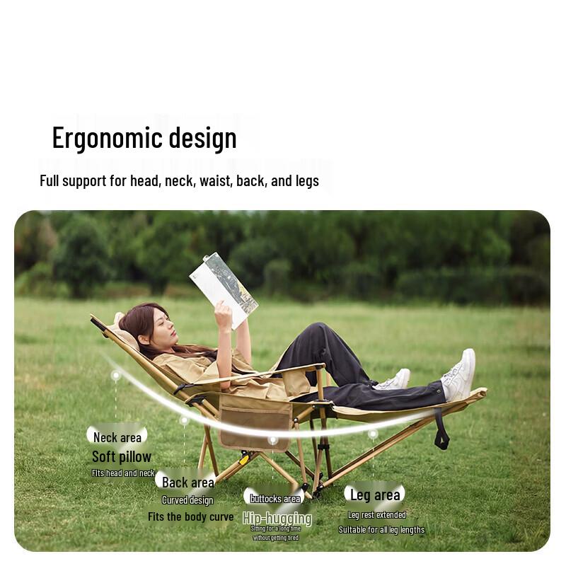 MOBIGARDEN Foldable Adjustable Camping Lounge Chair with Footrest
