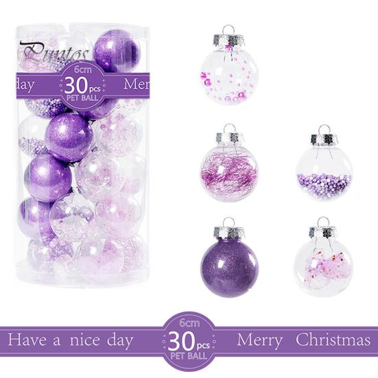 30Pcs Plastic Christmas Balls Hanging Ornament 6cm Colored Electroplated Ball Holiday Party Scene Layout DIY Decorative Accessories Christmas