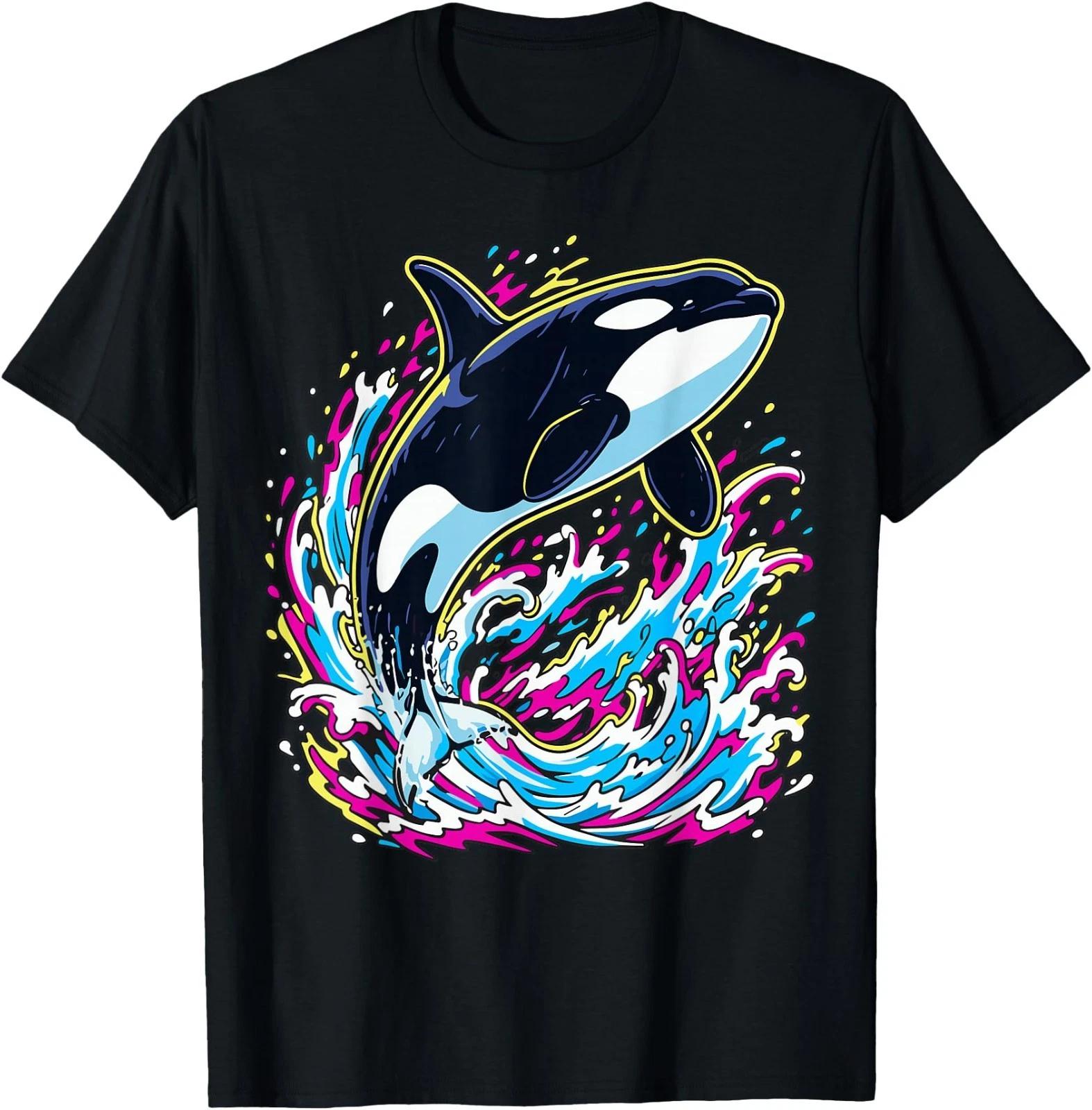 Colorful Animal Ocean Orca Killer Whale T-Shirt XL