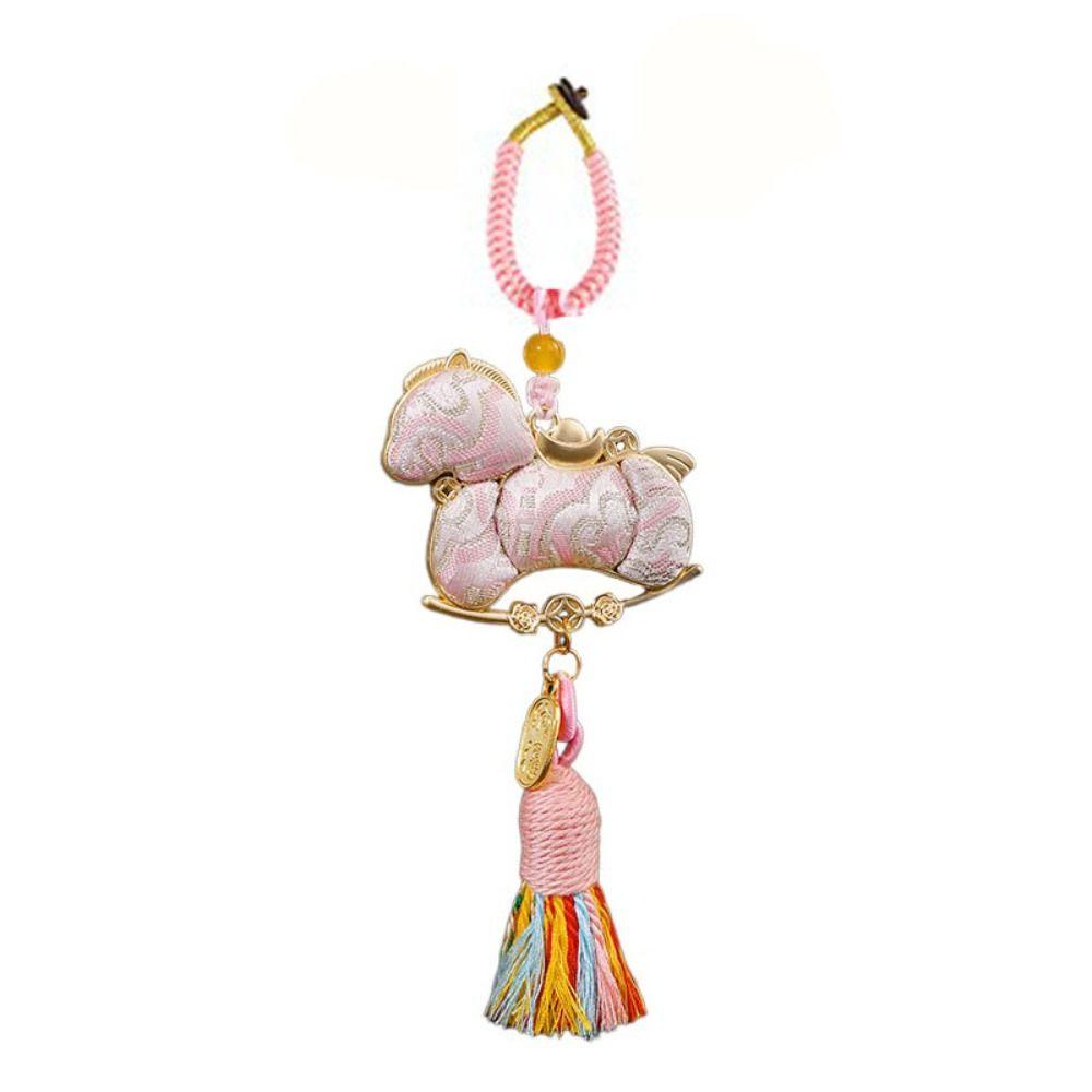 Tassel Horse Year Pendant Good Luck Chinese Style Zodiac Horse Keychain Handmade Home Decor Songjin Horse Hanging Ornaments