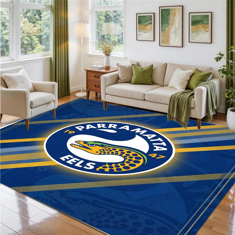 Parramatta Eels Design Crystal Velvet Rug Soft Decorative Mat for Bedroom Entrance