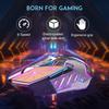 MageGee G10 Wired Gaming Breathing LED Adjustable Ergonomic Optical Computer Mouse with 7 Buttons for Windows PC Black Mouse, 7-Color Backlit, 6-Speed