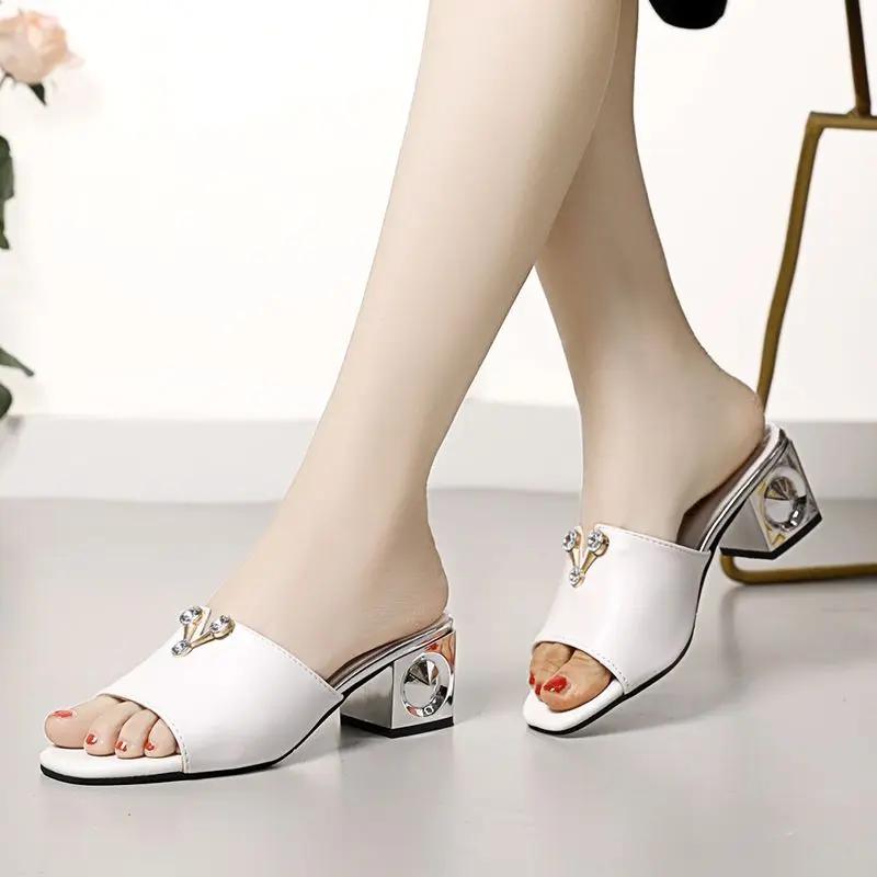 Fashion Slides With Heel Open Toe Sandals 39 Vip Woman Slippers Pvc Summer Shoe Sale Korea Style Designer Luxury Stylish Shoes for Women