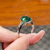 Imitation Emerald Rectangular Ring Women'S Light Luxury Temperament Gold-Plated Colored Treasure Square Greenstone Live Ring
